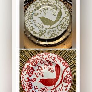 Pier 1 NWOT Bird Plates. 3 Green OR 3 Red Plates.